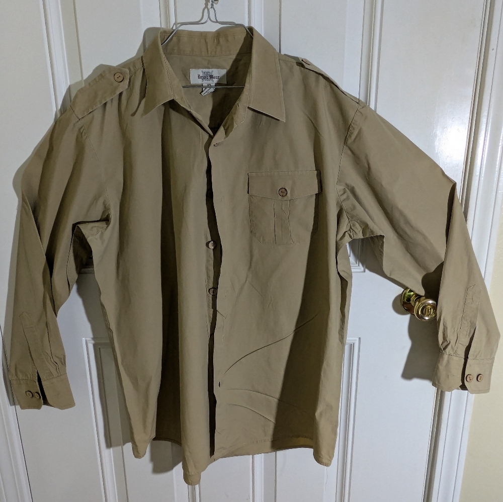 Regal Wear Men's 2XL Long Sleeve Button-Up Shirt - Khaki/Tan Cotton